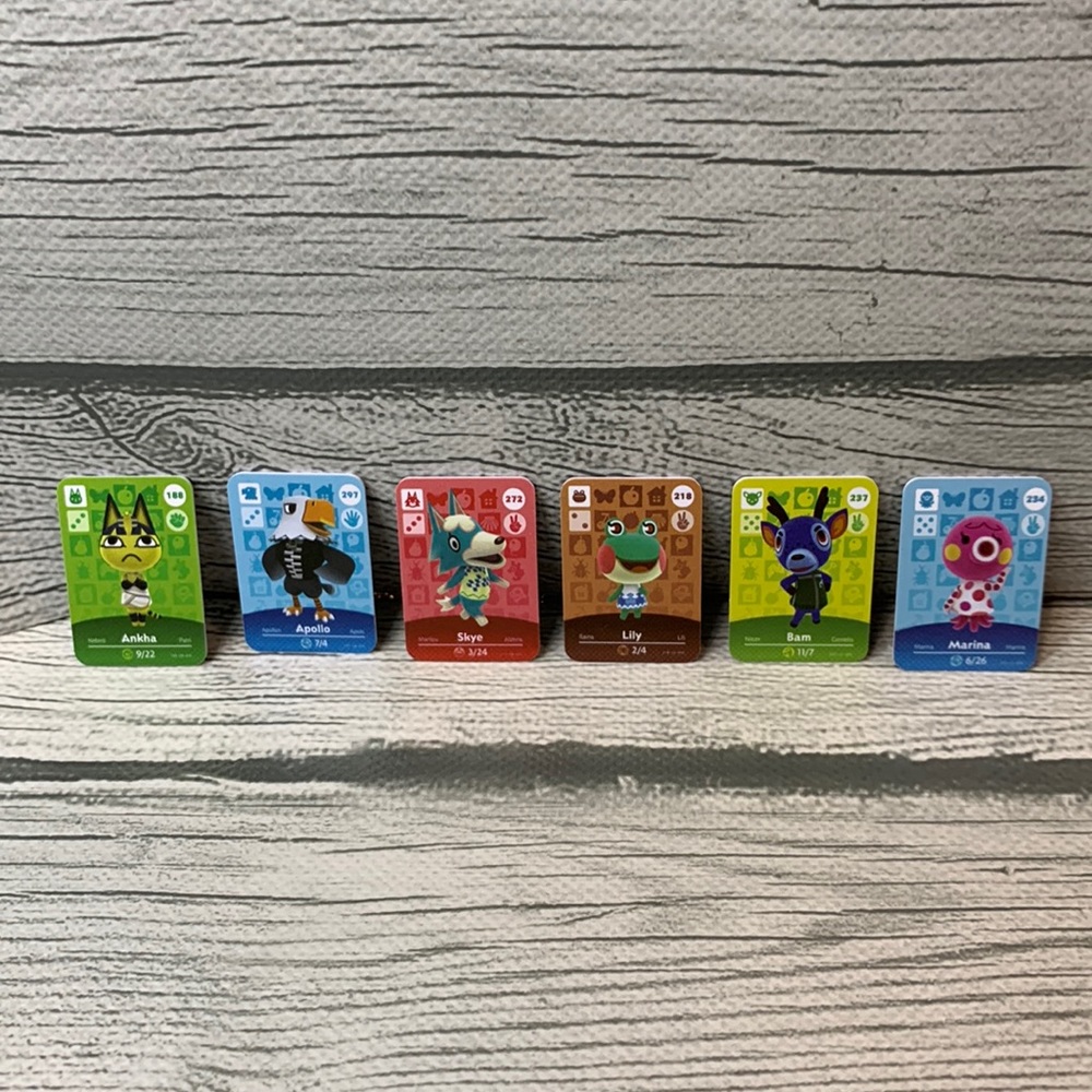 Lot of 6 Animal Crossing Amiibo Mini NFC Cards bundle Scan In Villager ACNH